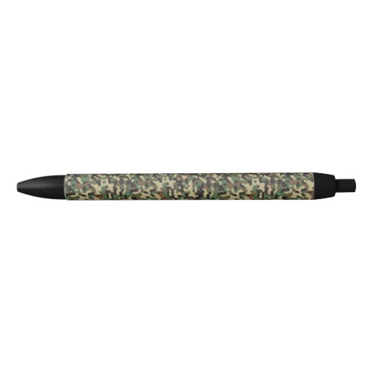 Groen, zwart en bruin camouflagepatroon zwarte inkt pen (Voorkant)