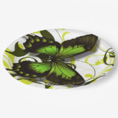 Groen Zwart en Geel Vlinder Kunstwerk Scrolls Papieren Bordje (Gekanteld)