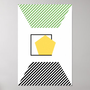 Groen, zwart en geel vormen Abstracte kunst Poster