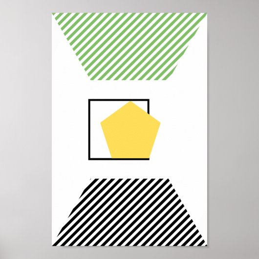 Groen, zwart en geel vormen Abstracte kunst Poster (Voorkant)