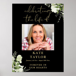 Groen Zwart En Goud Levensfeest Foto Poster