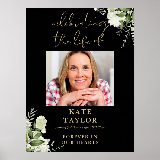 Groen Zwart En Goud Levensfeest Foto Poster (Voorkant)