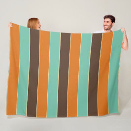 Groen, zwart en oranje strepenpatroon fleece deken