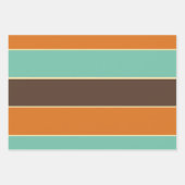 Groen, zwart en oranje strepenpatroon inpakpapier vel (Voorkant 3)