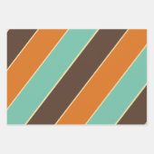 Groen, zwart en oranje strepenpatroon inpakpapier vel (Voorkant 2)