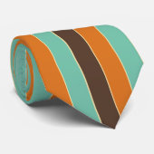 Groen, zwart en oranje strepenpatroon stropdas (Opgerold)