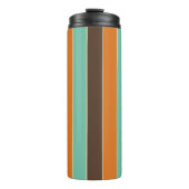 Groen, zwart en oranje strepenpatroon thermosbeker (Voorkant)