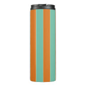 Groen, zwart en oranje strepenpatroon thermosbeker (Achterkant)