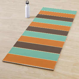 Groen, zwart en oranje strepenpatroon yogamat