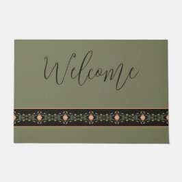 Groen zwart en peach deurmat