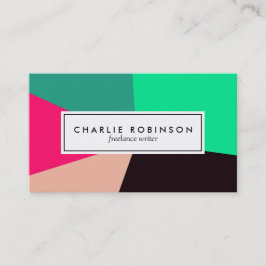 Groen, zwart en roze kleurenblok visitekaartje