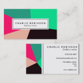 Groen, zwart en roze kleurenblok visitekaartje (Voorkant / Achterkant)