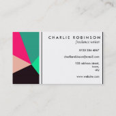 Groen, zwart en roze kleurenblok visitekaartje (Achterkant)