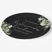 Groen zwart en wit bruidsmeisjes lunch papieren bordje (Gekanteld)