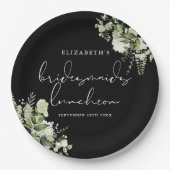 Groen zwart en wit bruidsmeisjes lunch papieren bordje (Voorkant)