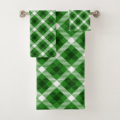 Groen, zwart en wit geruit patroon bad handdoek (Insitu)