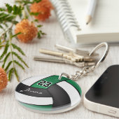 Groen, zwart en wit volleybal sleutelhanger (Voorkant Rechts)