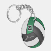 Groen, zwart en wit volleybal sleutelhanger (Voorkant Links)