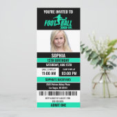 Groen Zwart Football Ticket Verjaardagsfoto Kaart (Staand voorkant)