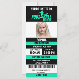 Groen Zwart Football Ticket Verjaardagsfoto Kaart