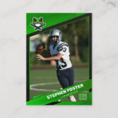 Groen & Zwart Football Trading Kaart Custom Logo Contactkaartje (Voorkant)