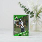 Groen & Zwart Football Trading Kaart Custom Logo Contactkaartje (Staand voorkant)