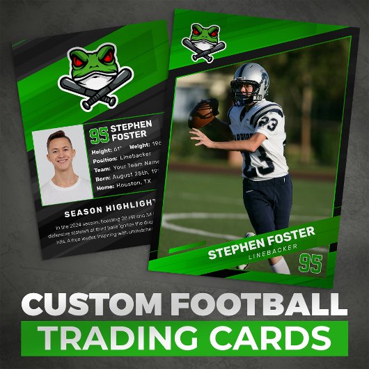 Groen & Zwart Football Trading Kaart Custom Logo Contactkaartje
