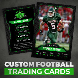 Groen & Zwart Football Trading Kaart Player Foto Contactkaartje