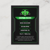 Groen & Zwart Football Trading Kaart Player Foto Contactkaartje (Achterkant)