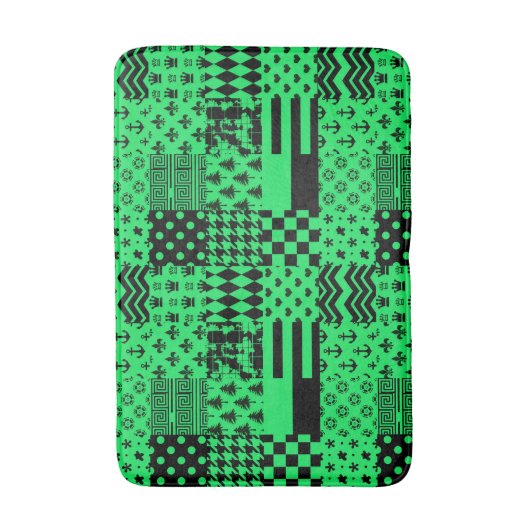 Groen Zwart Gemengde Patchwork Ontwerp Patchwork Badmat (Voorkant Verticaal)