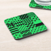 Groen Zwart Gemengde Patchwork Ontwerp Patchwork Bier Onderzetter (Linkerzijde)