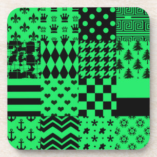 Groen Zwart Gemengde Patchwork Ontwerp Patchwork Bier Onderzetter