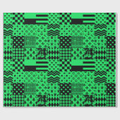 Groen Zwart Gemengde Patchwork Ontwerp Patchwork Cadeaupapier (Vlak)