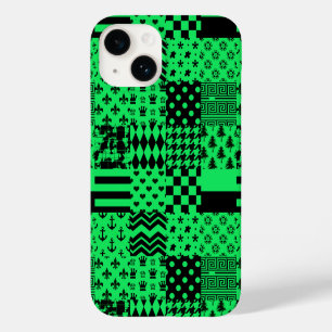 Groen Zwart Gemengde Patchwork Ontwerp Patchwork Case-Mate iPhone 14 Hoesje