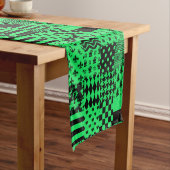 Groen Zwart Gemengde Patchwork Ontwerp Patchwork Korte Tafelloper (Voorbeeld)