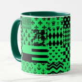 Groen Zwart Gemengde Patchwork Ontwerp Patchwork Mok