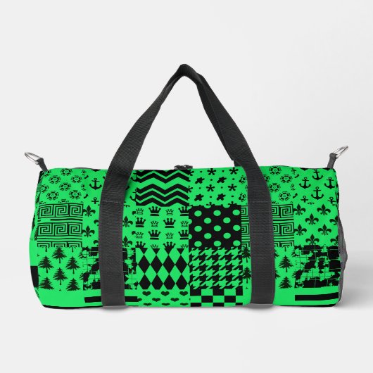 Groen Zwart Gemengde Patchwork Ontwerp Patchwork Plunjezak (Voorkant)