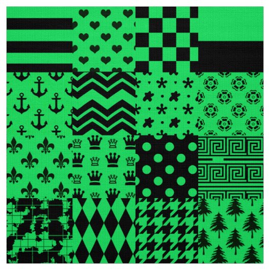 Groen Zwart Gemengde Patchwork Ontwerp Patchwork Stof (Swatch)