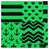 Groen Zwart Gemengde Patchwork Ontwerp Patchwork Stof (Close Up)