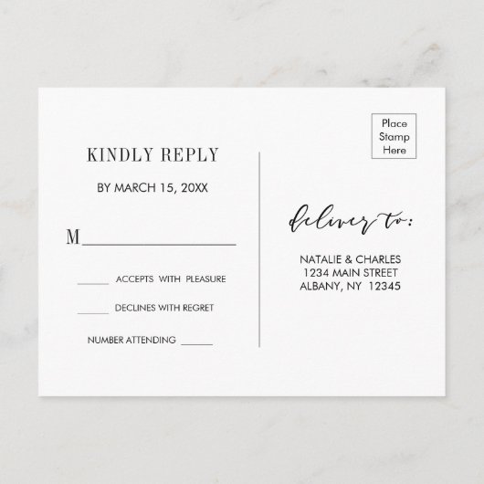 Groen Zwart Geometrisch Bloemen Krans Bruiloft RSV Uitnodiging Briefkaart (Achterkant)