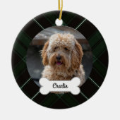 Groen Zwart Geplaagd Custom Pet Puppy Dog Foto Keramisch Ornament (Voorkant)