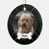 Groen Zwart Geplaagd Custom Pet Puppy Dog Foto Keramisch Ornament (Links)