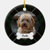 Groen Zwart Geplaagd Custom Pet Puppy Dog Foto Keramisch Ornament (Achterkant)