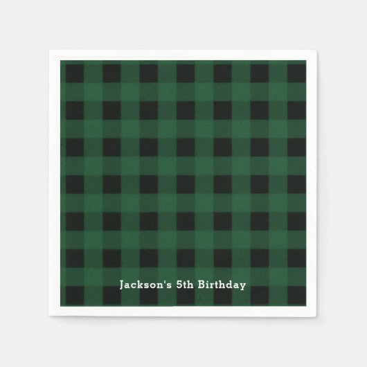 Groen zwart geplakt Buffalo Checker Patroon Servet (Voorkant)
