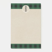 Groen zwart gepoot Kraft Rustic Monogram Initiaal Post-it® Notes (Voorkant)