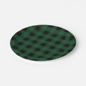 Groen zwart geruit Buffalo dambord patroon Papieren Bordje (Gekanteld)