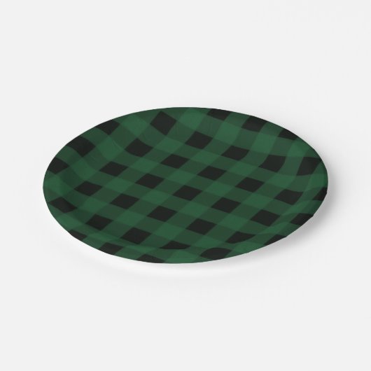 Groen zwart geruit Buffalo dambord patroon Papieren Bordje (Gekanteld)