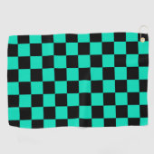Groen zwart geruit controlepatroon golfhanddoek (Horizontaal)