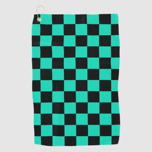 Groen zwart geruit controlepatroon golfhanddoek (Voorkant)