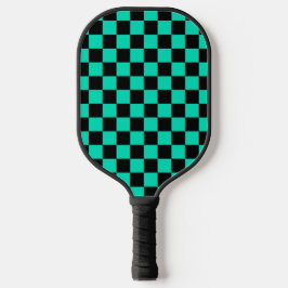 Groen zwart geruit controlepatroon pickleball paddle